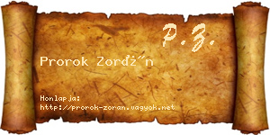 Prorok Zorán névjegykártya